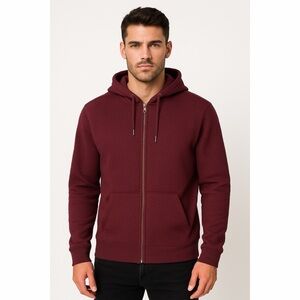 Good Man Brand Ribbed Maroon Full Zip Hoodie